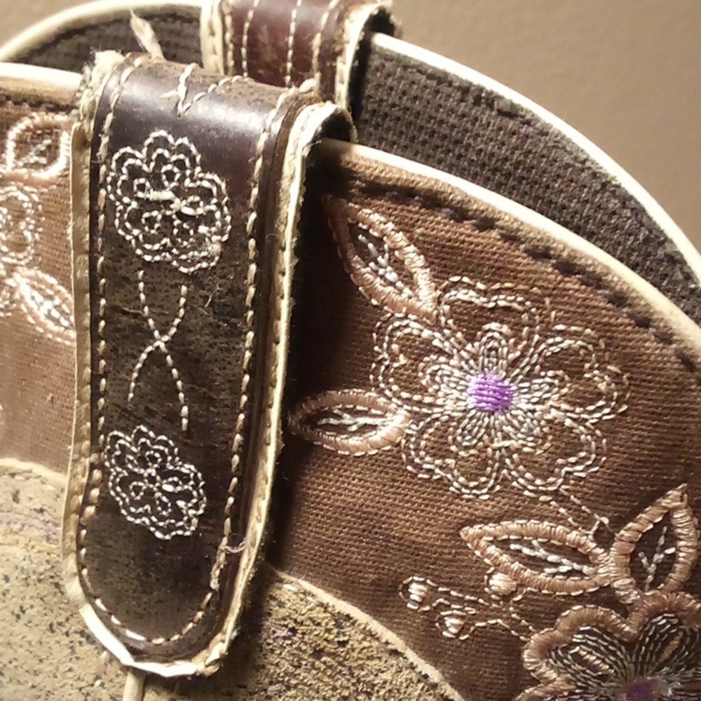 Justin Gypsy Floral Brown Leather Square Soft Toe Cowgirl Western Boots -Size 9B - Picture 13 of 15